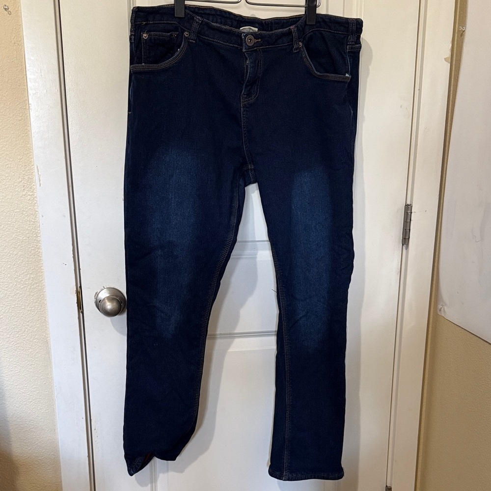 Fleeced Lined Women's Jeans - Dark Blue